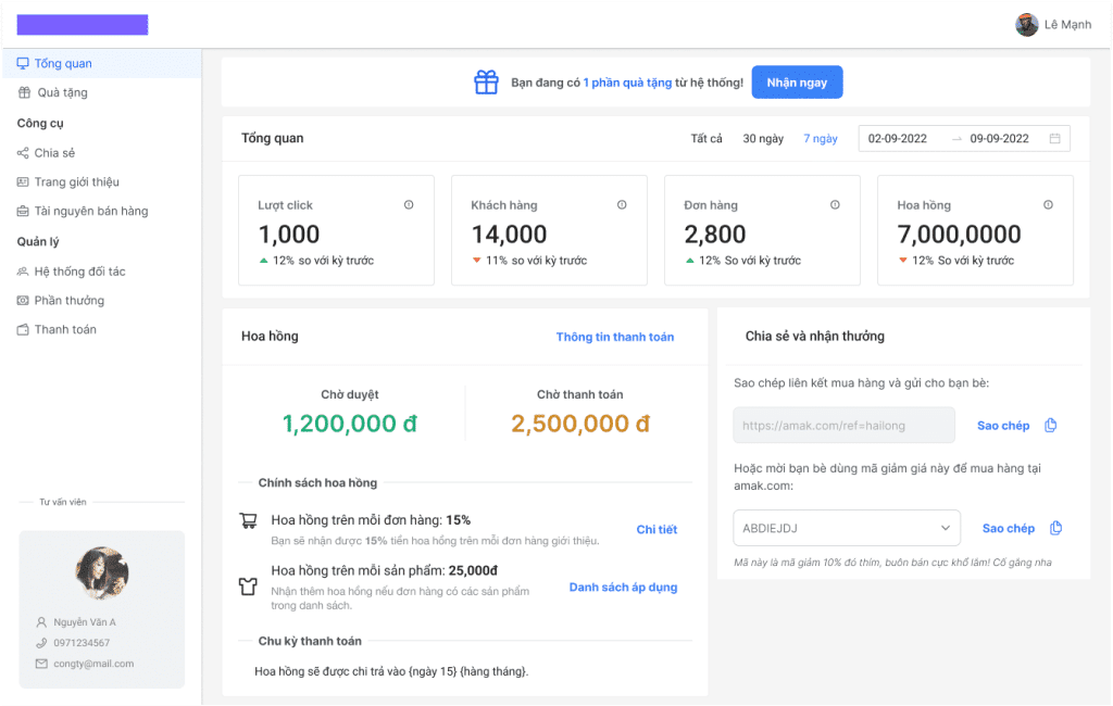 Trang quan tri doi tac GrowthUP.vn